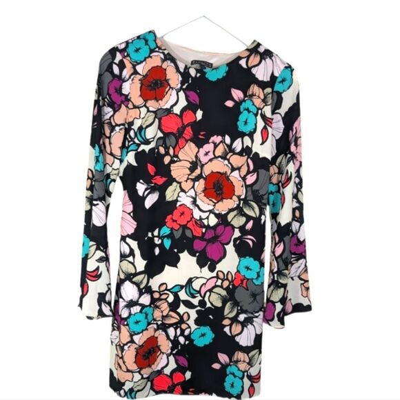 Express Dress floral spring sheath dress long sleeve multicolor bright 4 - Picture 2 of 8